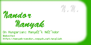 nandor manyak business card